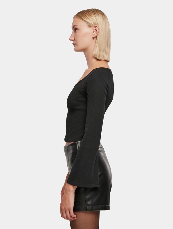 Ladies Short Rib Wide V-Neck-2