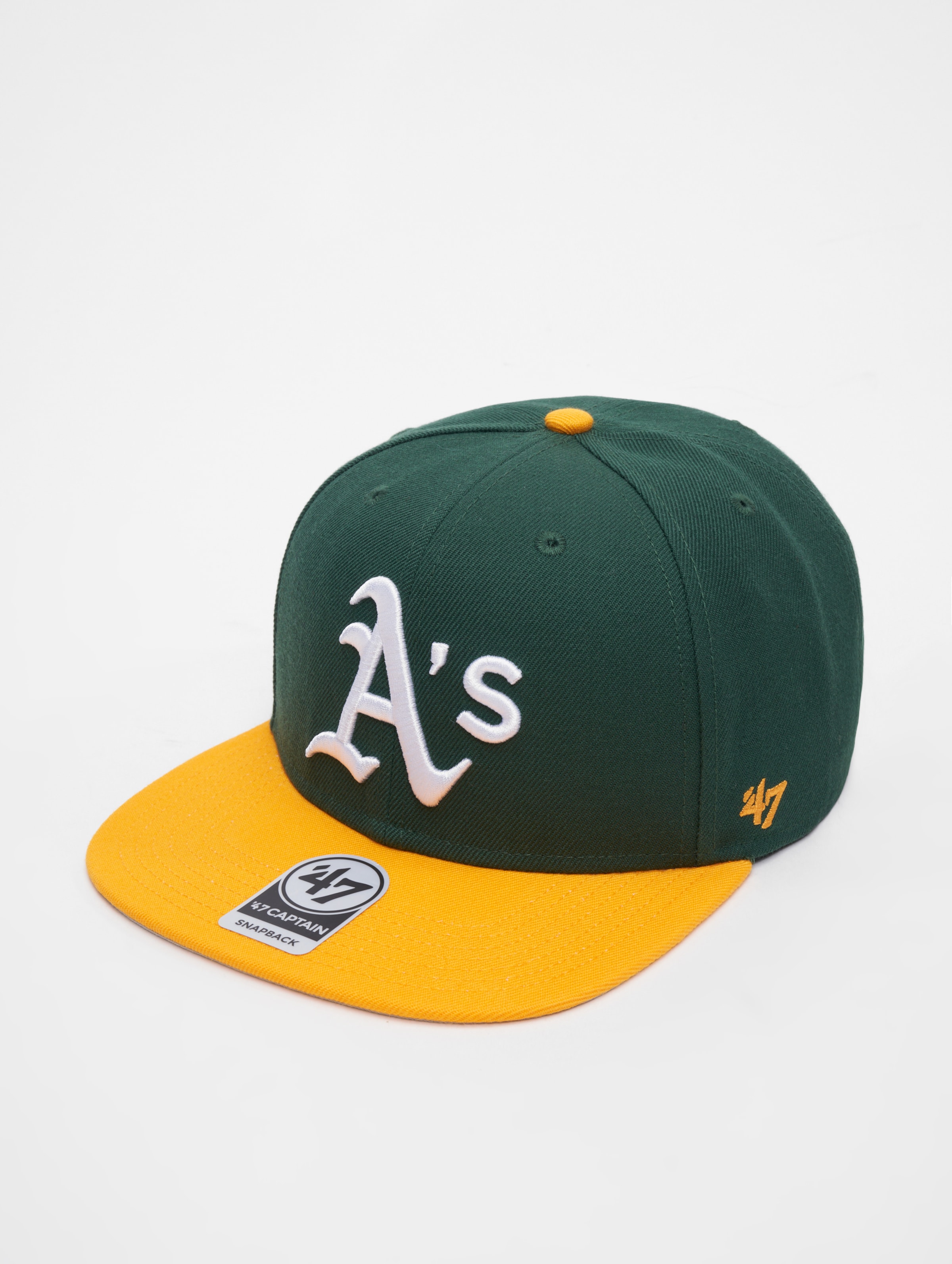 47 '47 MLB Oakland Athletics Sure Shot Two Tone Captain Snapback Caps op kleur groen, Maat ADJUSTABLE