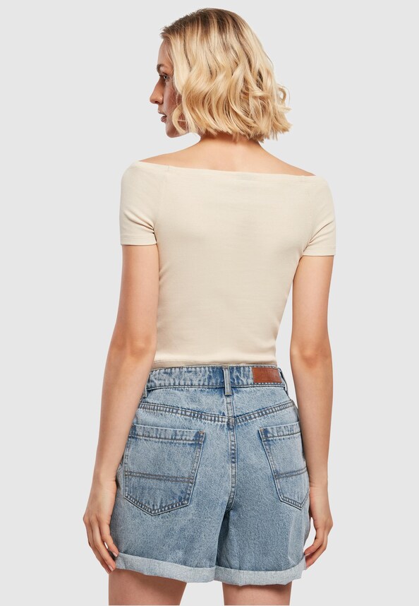 Ladies Off Shoulder Rib-1