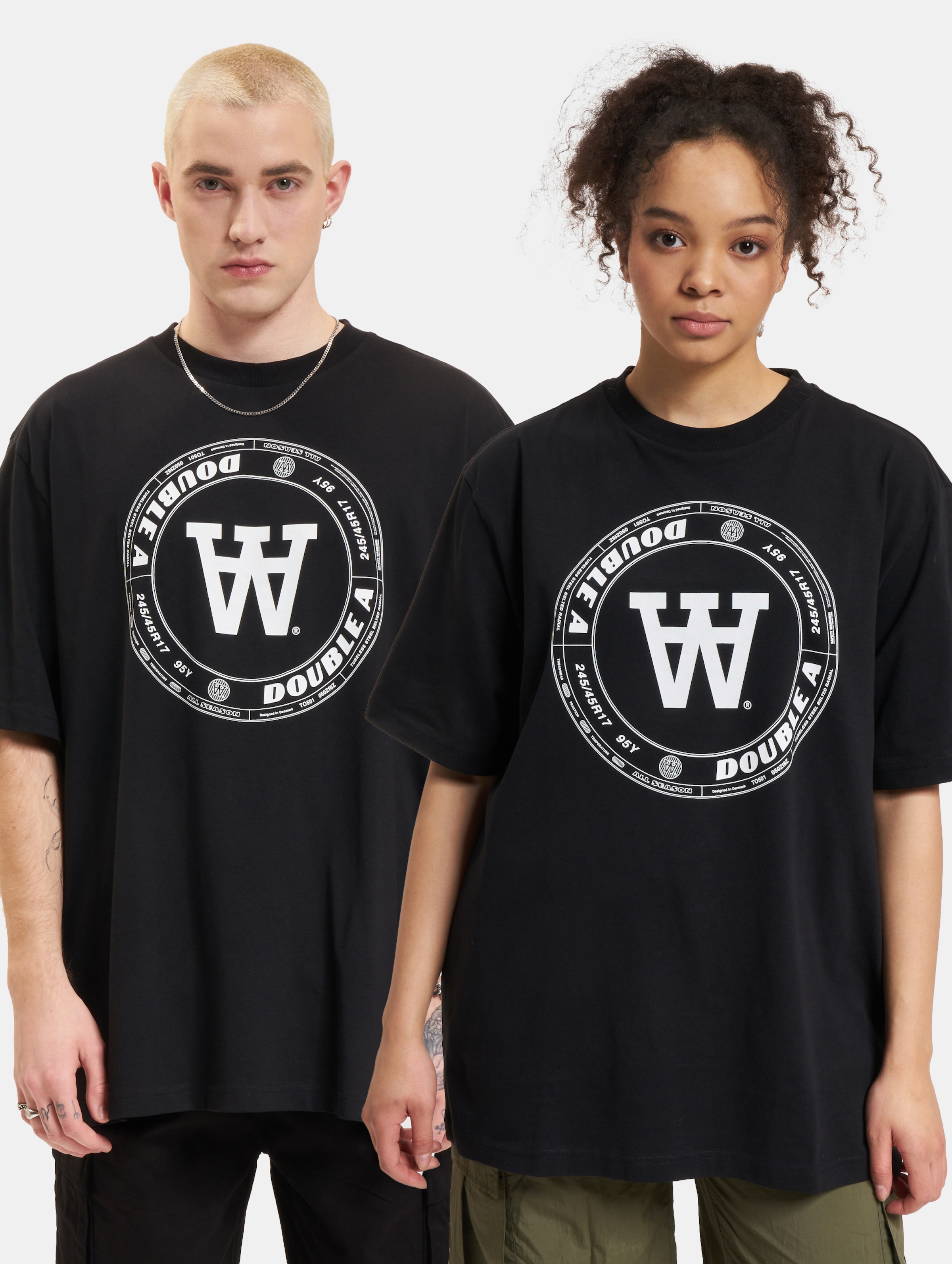 Wood Asa Tirewall T-Shirt Gots Mannen op kleur zwart, Maat XXL