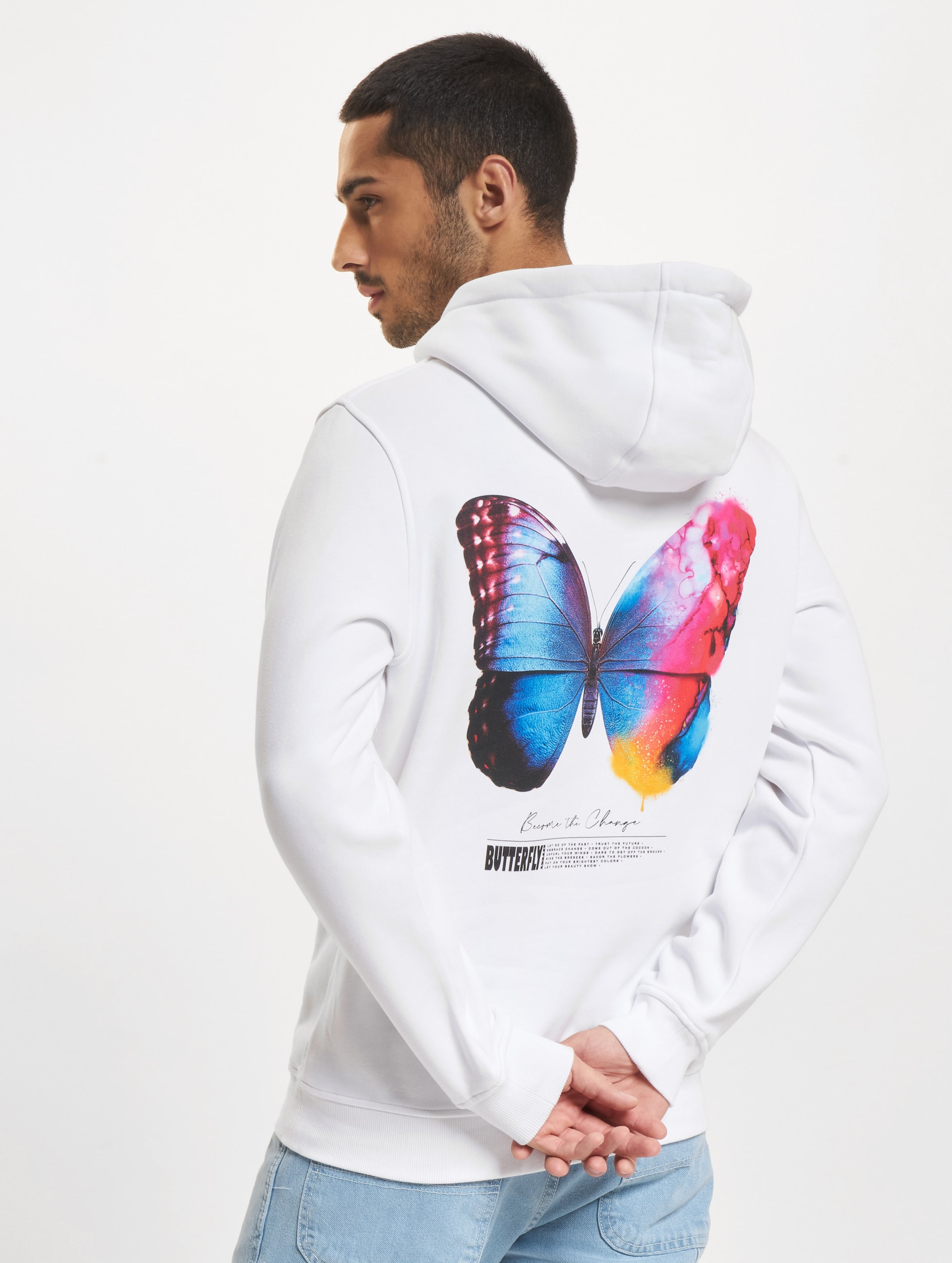 Mister Tee - Become the Change Butterfly 2.0 Hoodie/trui - L - Wit
