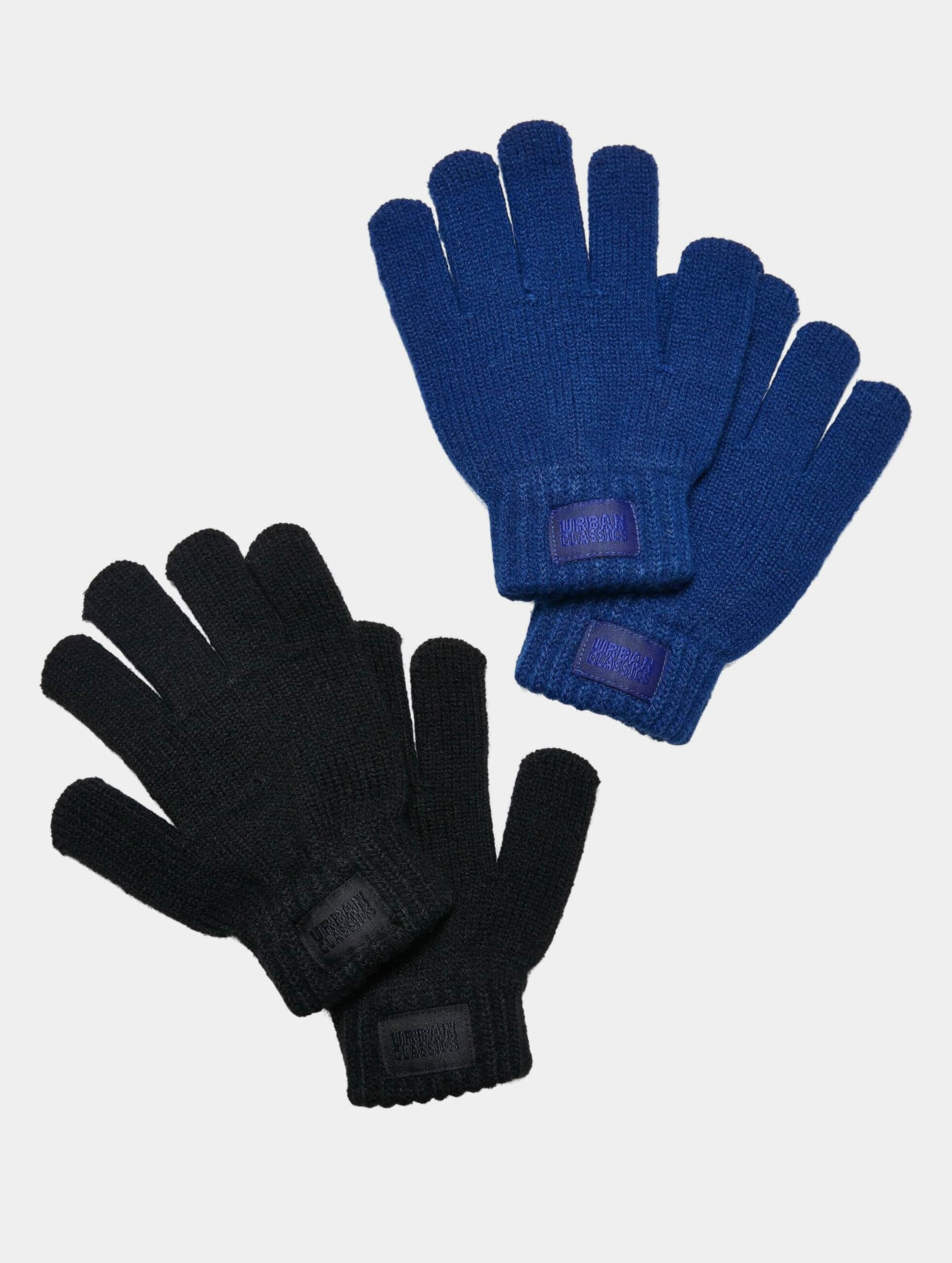 Urban Classics Knit Gloves Kids 2-Pack Kinderen op kleur zwart, Maat LXL