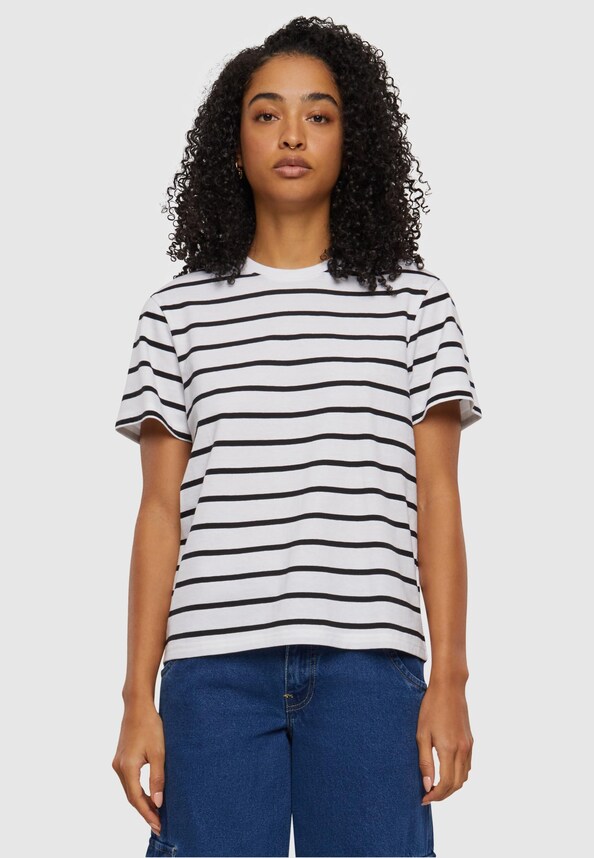 Ladies Striped Boxy Tee-0