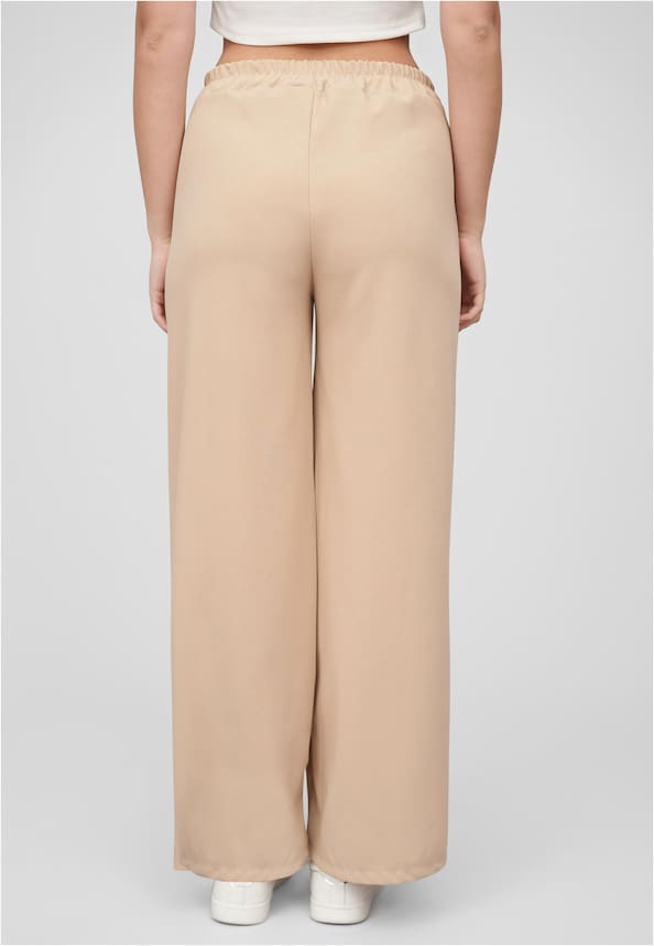 Cloud5ive Damen Stoffhose mit weitem Beinschnitt Gummibund mit Raffung-1