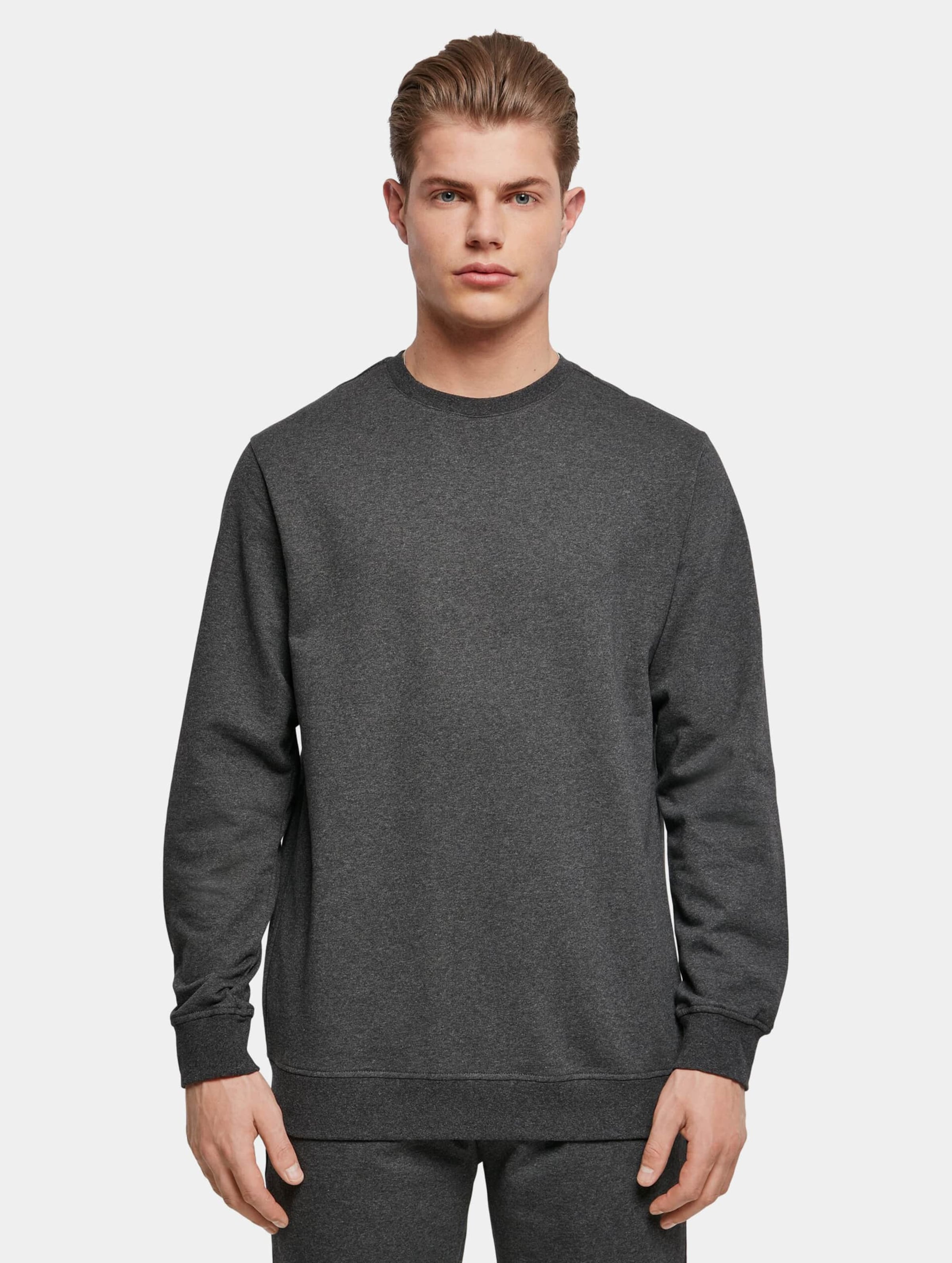 Basic Crewneck Sweater met ronde hals Charcoal - 3XL
