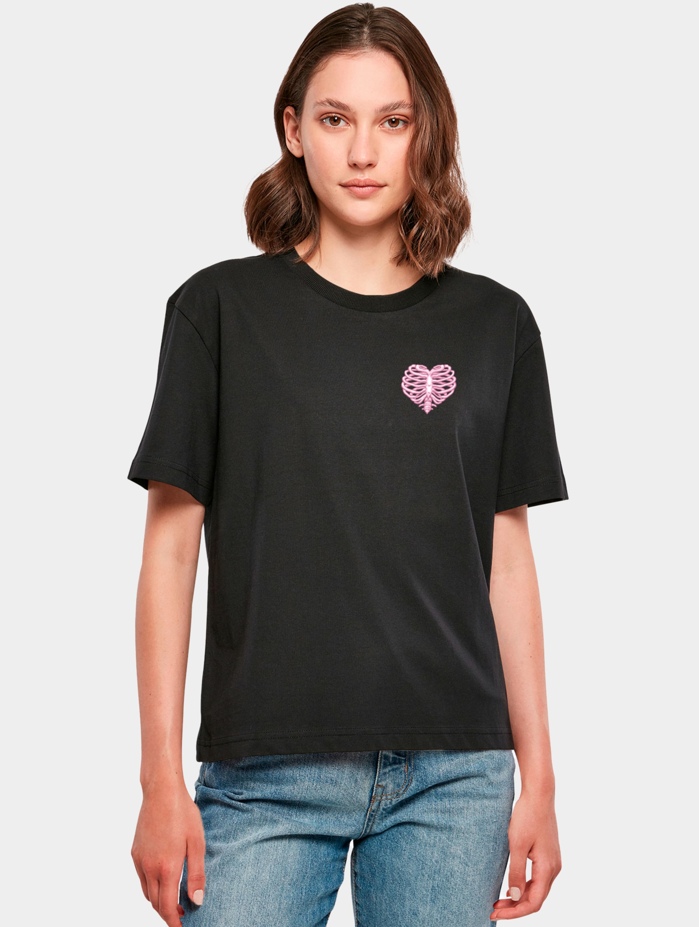 Miss Tee - Heart Cage Rose Dames T-shirt - L - Zwart
