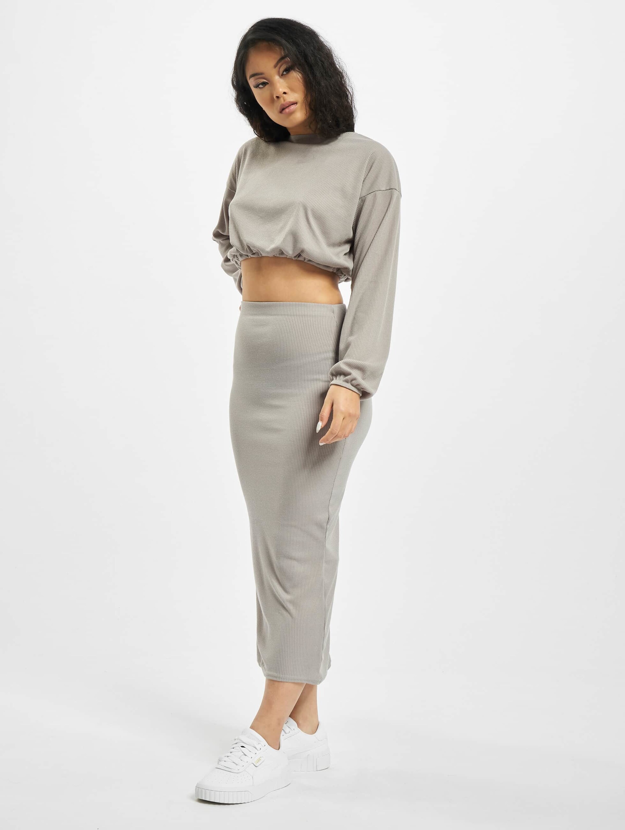 Missguided Coord Rib Crop Skirt Vrouwen op kleur grijs, Maat 34
