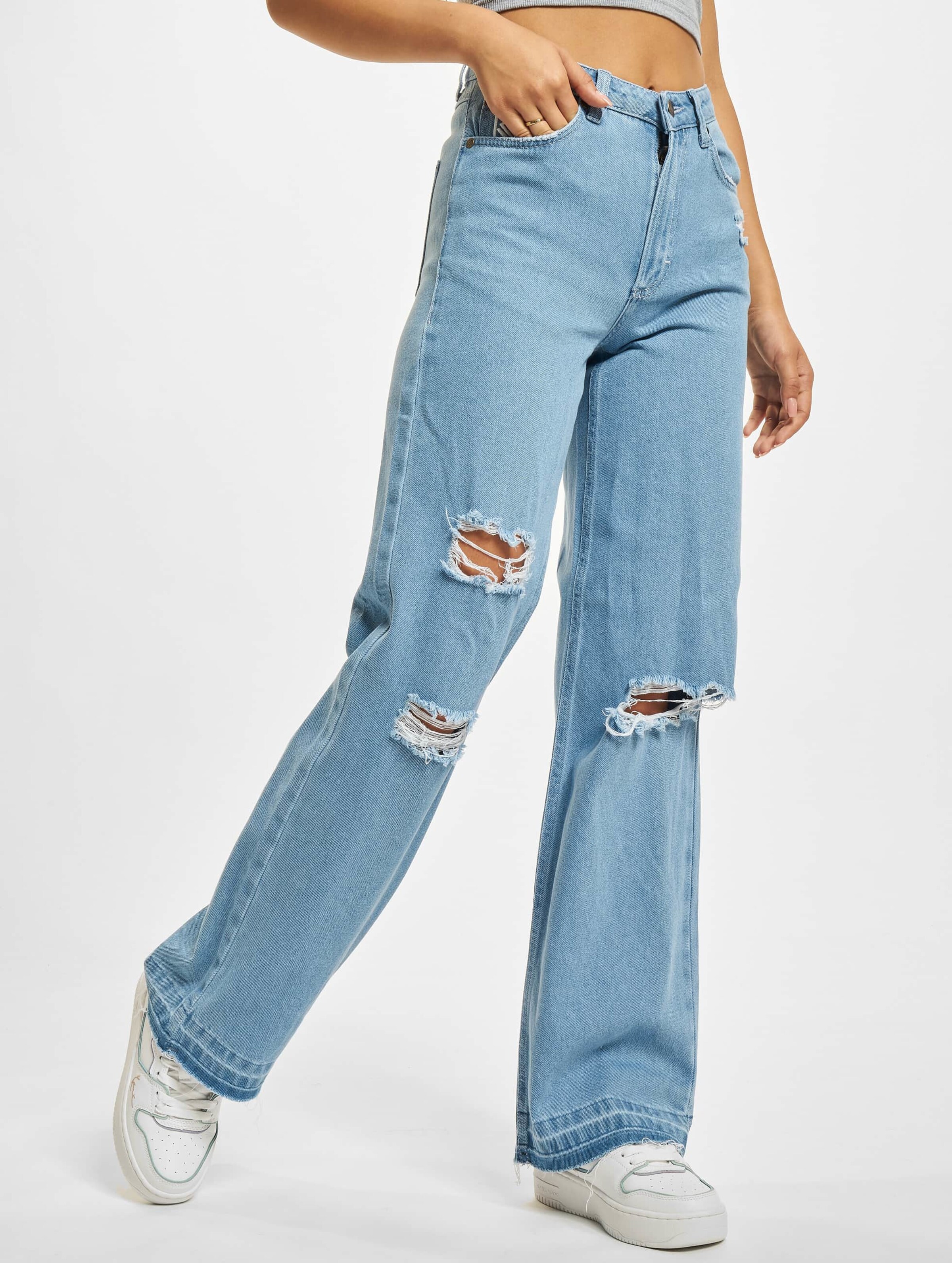 KW222-008-1 KK OG Distressed Wide Leg Denim Pants