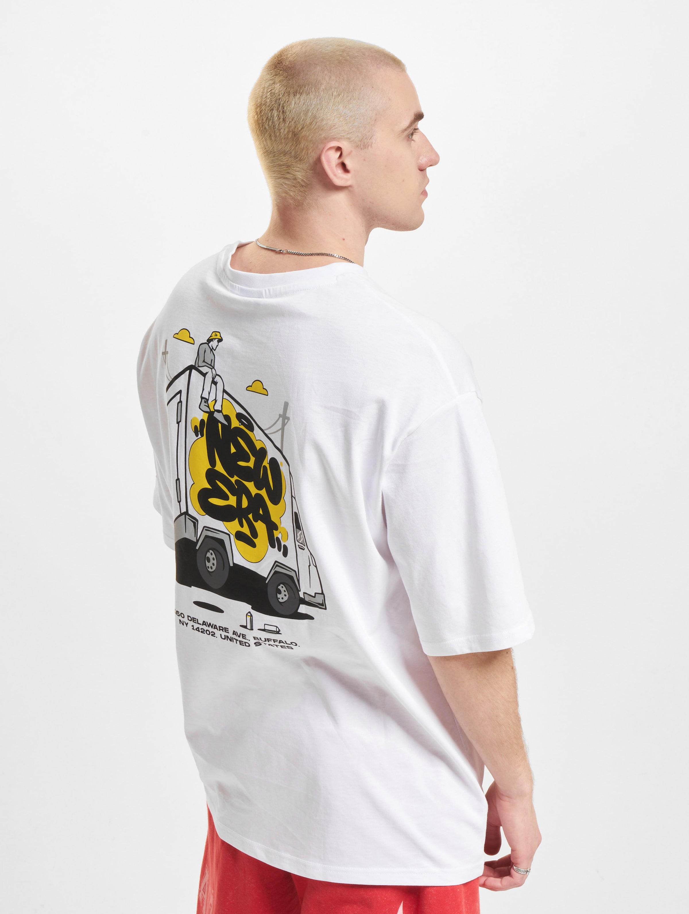 New Era Spray Graphic Oversized T-Shirt Männer,Unisex op kleur wit, Maat XL
