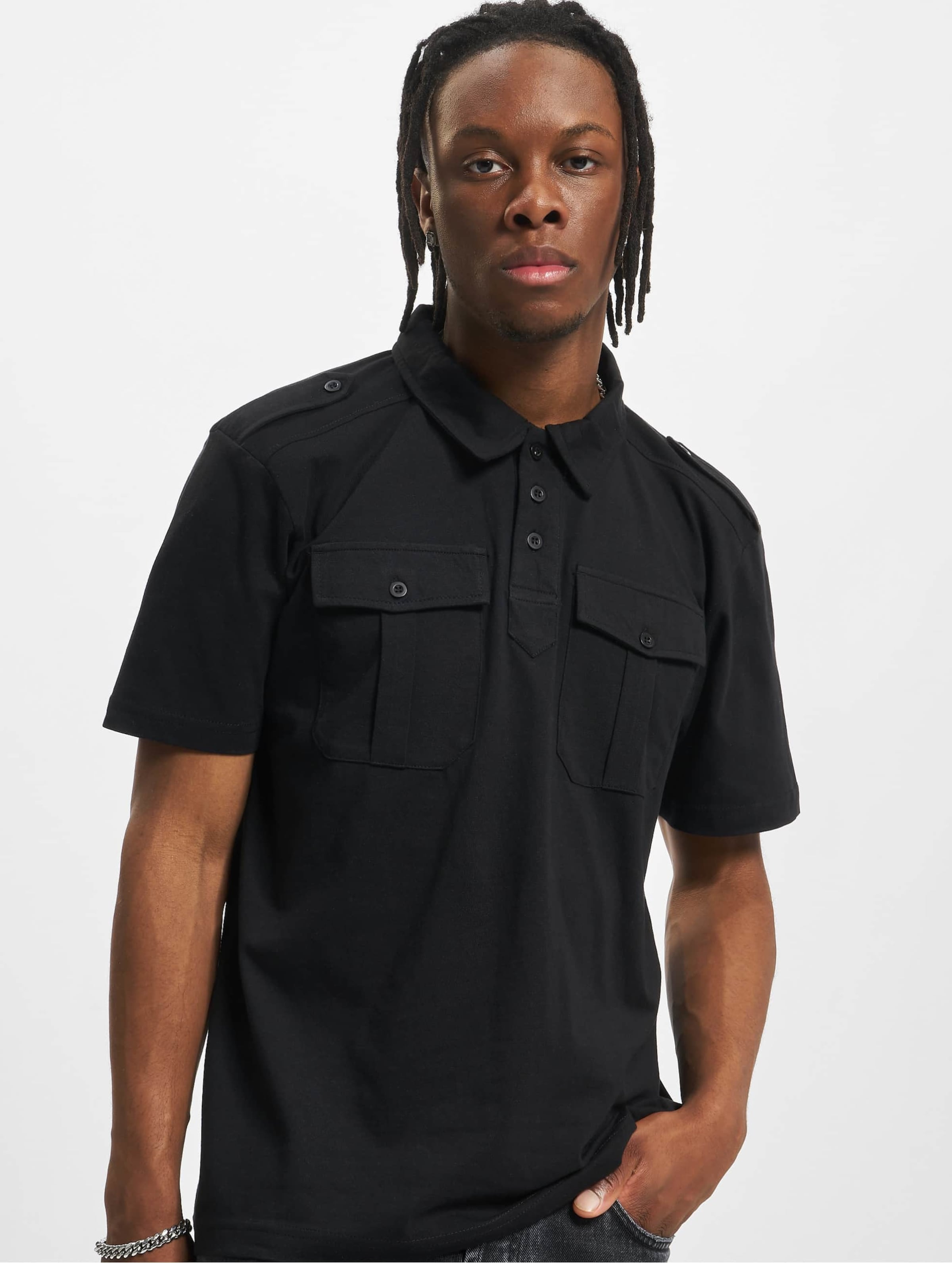 Brandit Overhemd -L- Jersey Poloshirt Jon halfsleeve Zwart