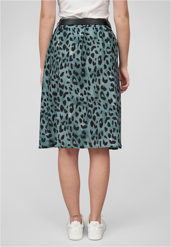 Cloud5ive Damen Crepe Rock mit Leo Print inklusive Gürtel-1