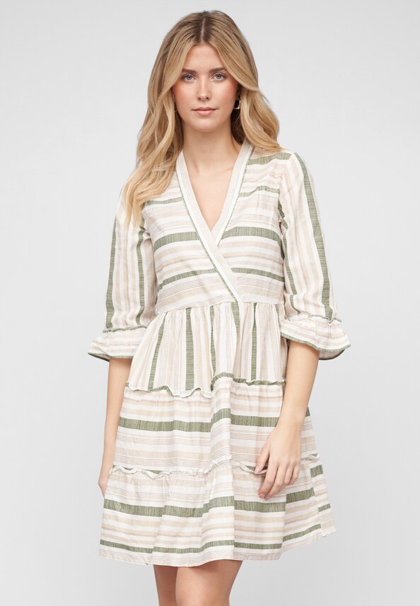 VIETNI 3/4 SLEEVE SHORT WRAP DRESS   COMBO-0