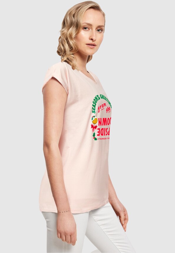 Ladies Stranger Things - Upside Down Seasons Greetings T-Shirt-3