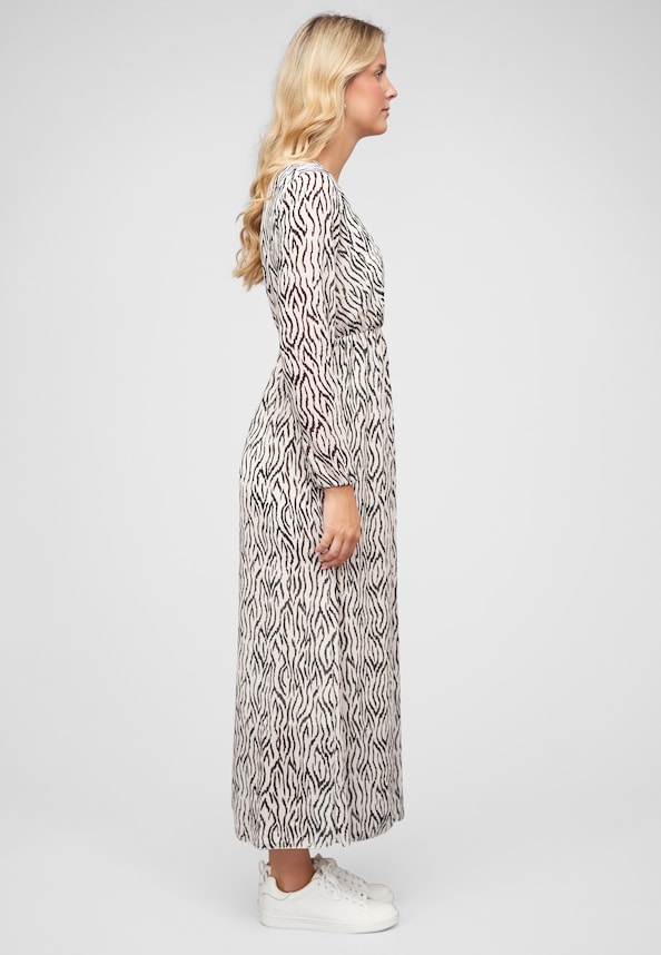 Langed Chiffon Kleid V-Neck Viskoseeinsatz-3