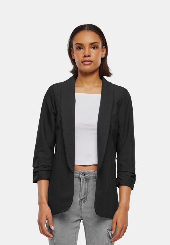 Cloud5ive 3/4 Arm mit Raffung am Ärmel offener Schnitt Blazer-0