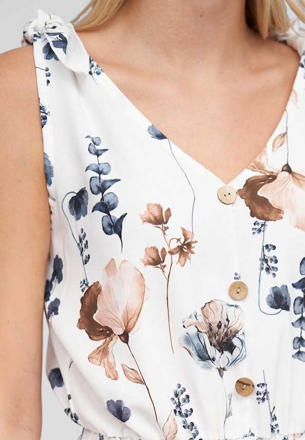 Dress with buttons and knot details floral print-5
