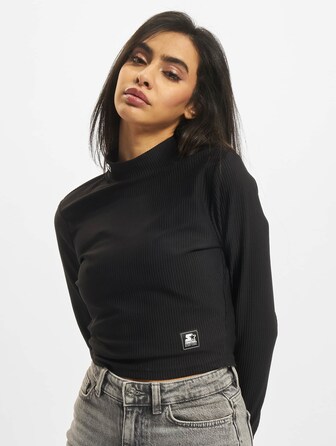 Ladies Cropped Stretch Rib Turtleneck 