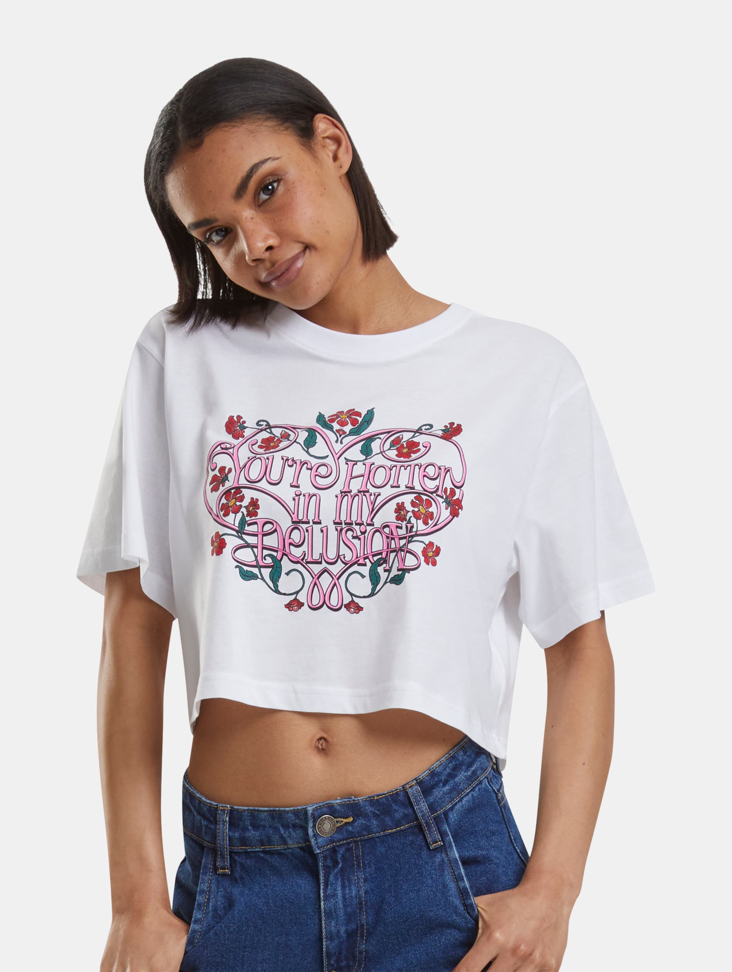 Miss Tee Hotter Delusion Short Overized T-Shirts Frauen,Unisex op kleur wit, Maat XL