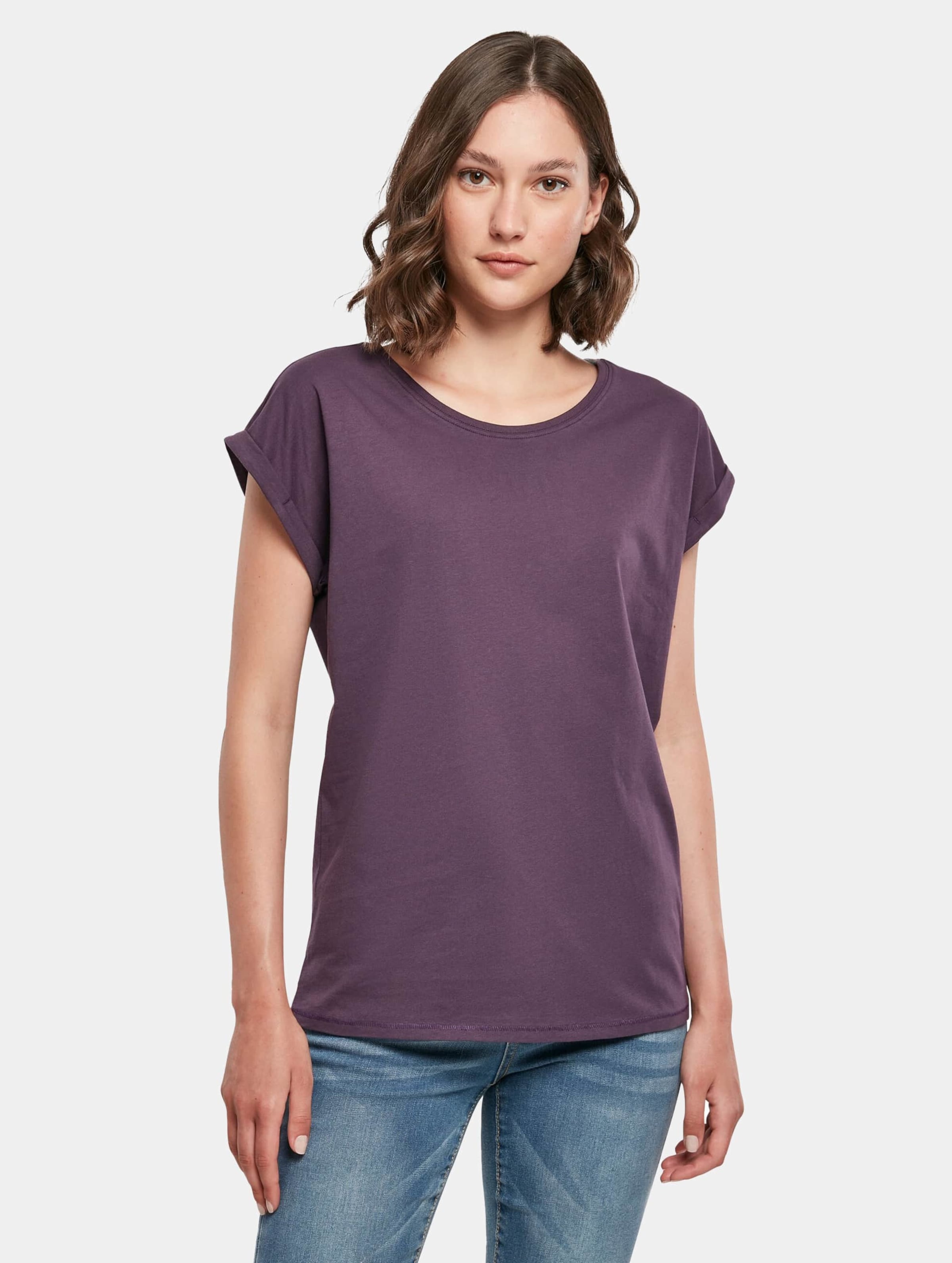 Damesshirt met ronde hals en omgeslagen mouw Purple Night - XL