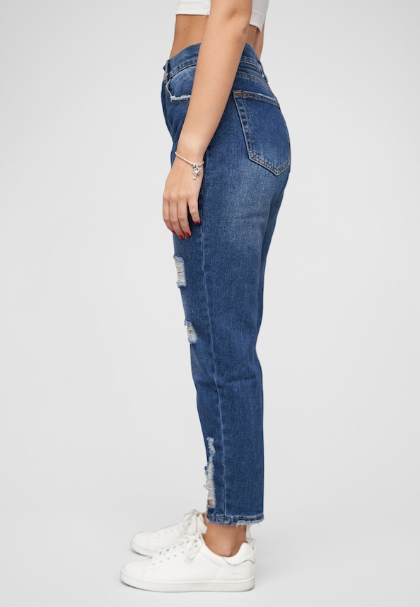 High-Waist Boyfriend Destroyed Jeans Hose 5-Pockets-2