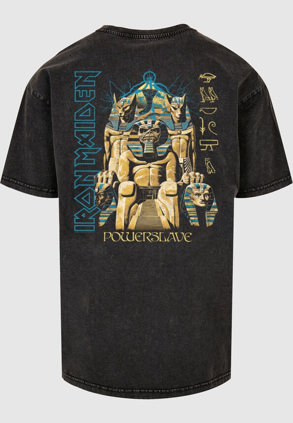 Powerslave - Vintage Blue Lightning Acid Washed Oversize Tee-3