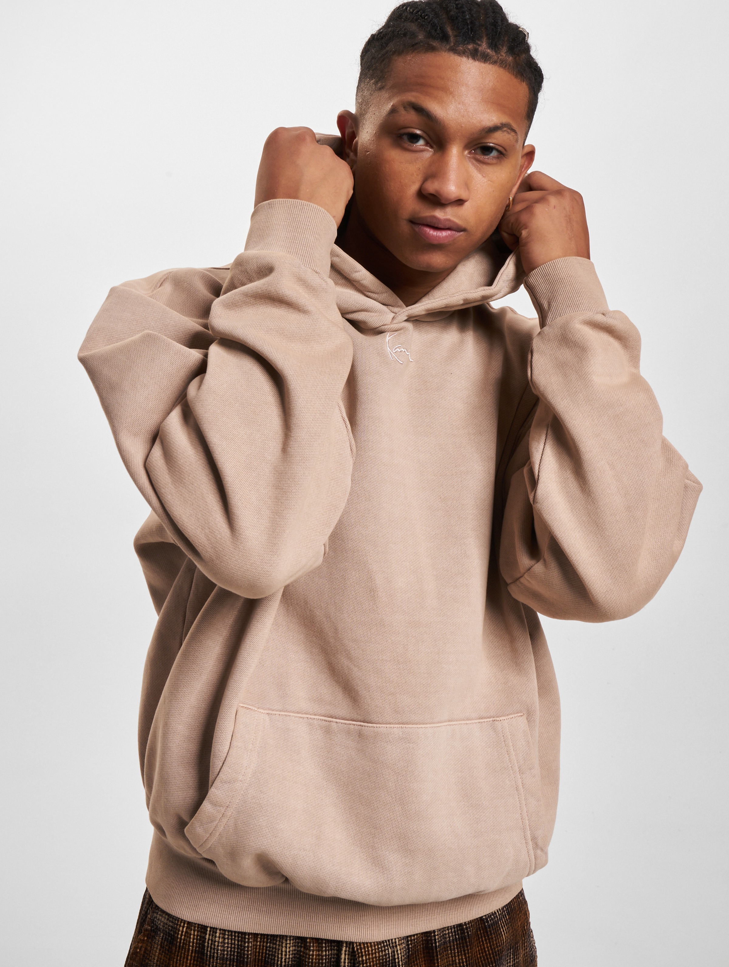 Karl Kani Small Signature Os Heavy Sweat Washed Hoodies Männer,Unisex op kleur bruin, Maat XXS