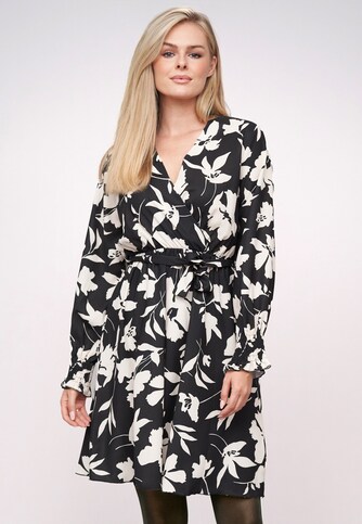 Longsleeve wrap-look Dress with flower print and tie belt