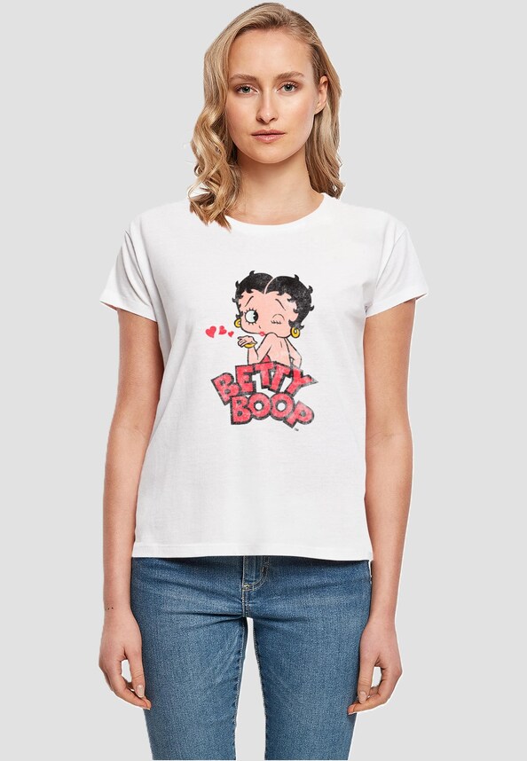 Ladies Betty Boop - Faded Graphic Print Box Tee-0