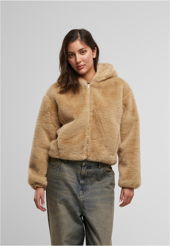 Ladies Full Zip Faux Fur Hoodie-0