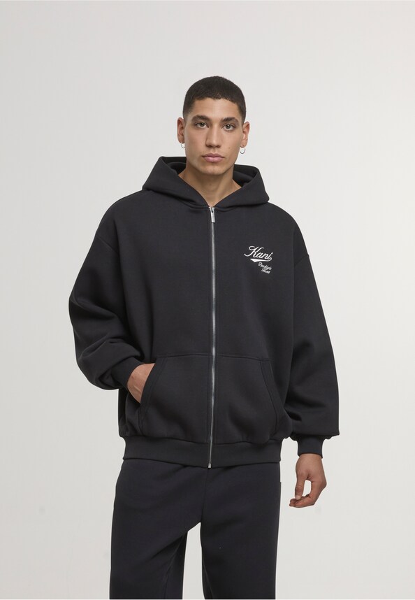 Cursive Varsity Oversized Zip Hoodie-0