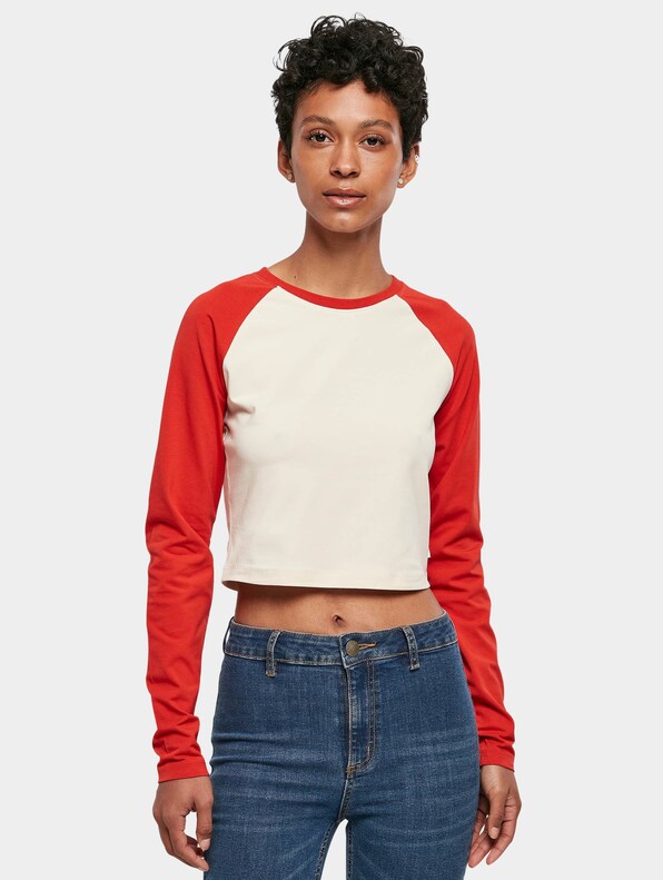 Ladies Organic Cropped Retro Baseball -0