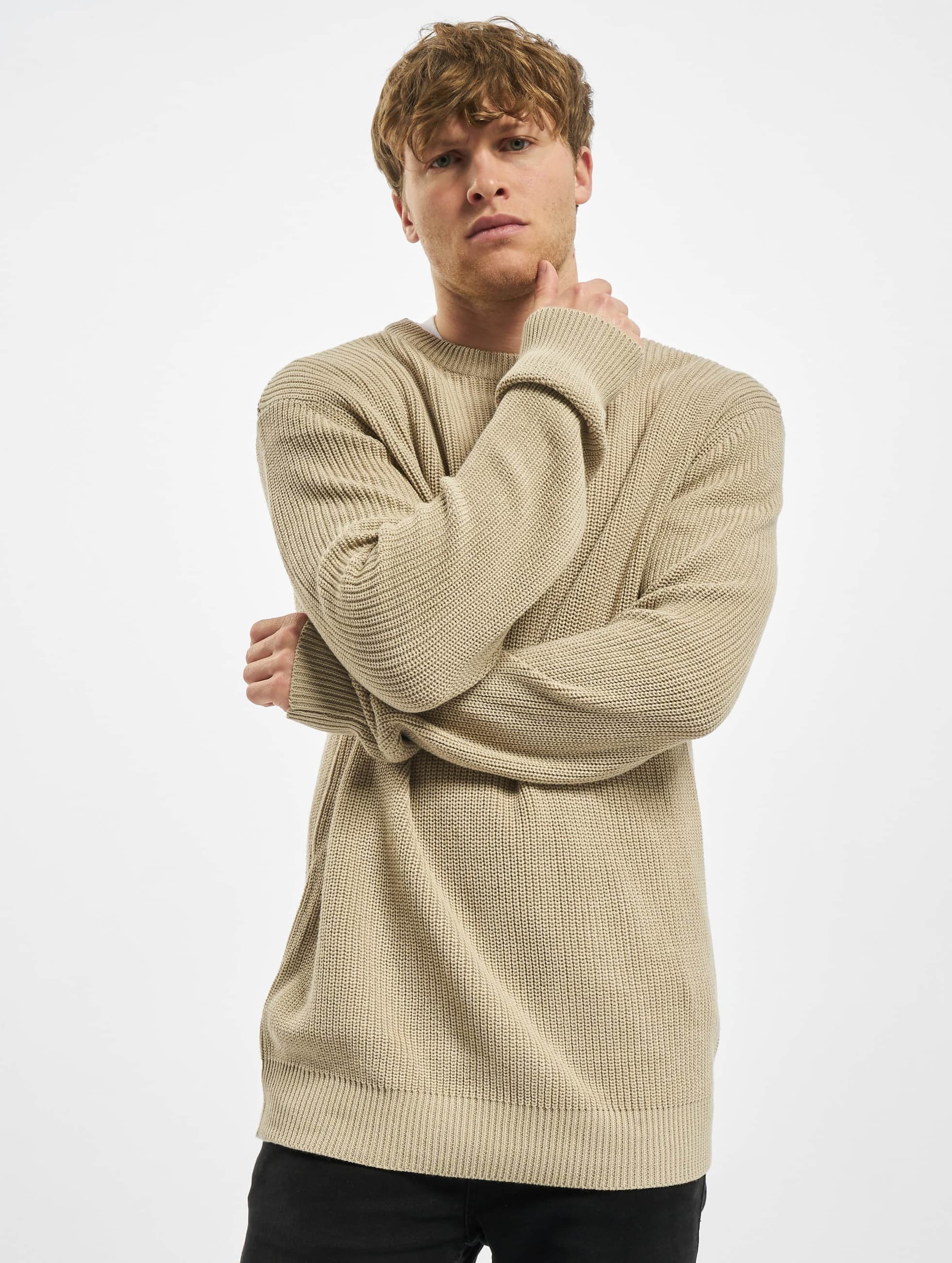 Urban Classics Cardigan Stitch Sweater Mannen op kleur beige, Maat XL