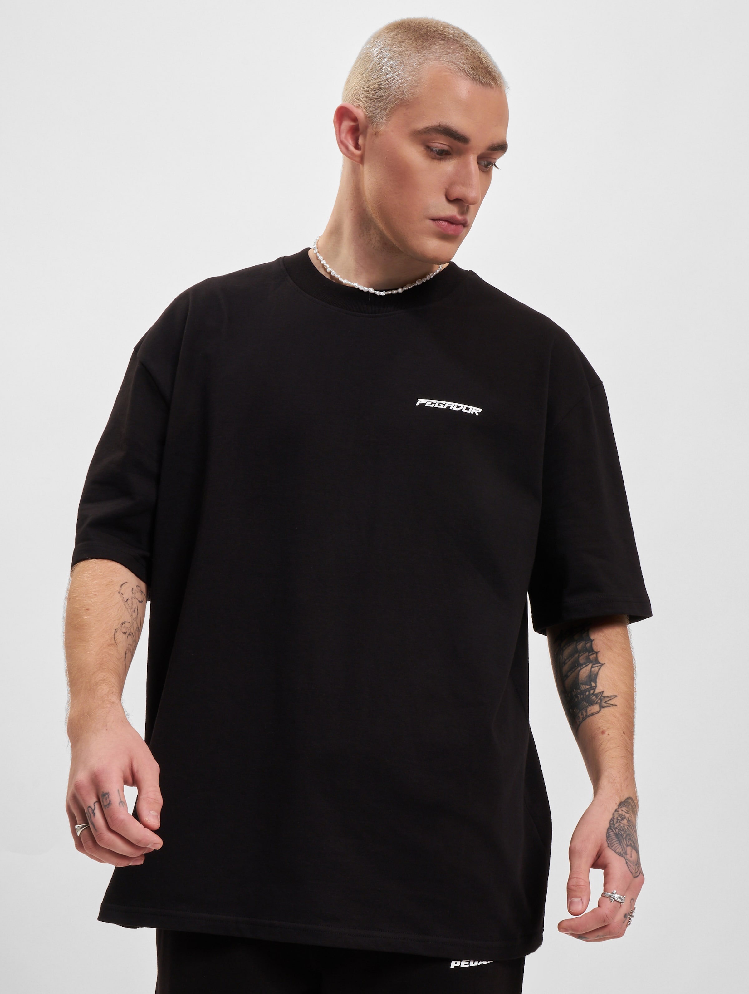 PEGADOR Devon Oversized T-Shirt Mannen op kleur zwart, Maat M