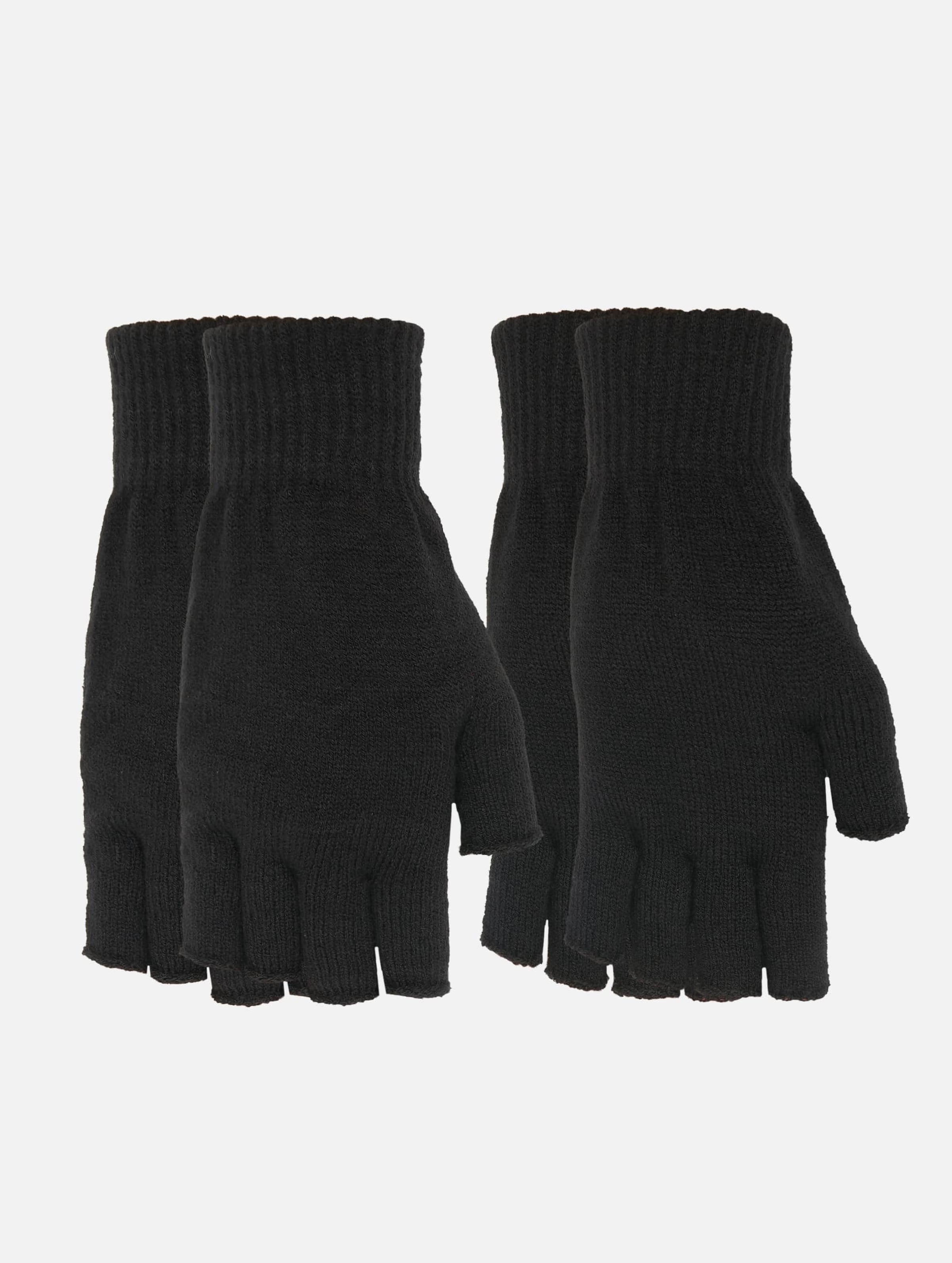 Urban Classics Winterhandschoenen -L/XL- Half Finger 2-Pack Zwart