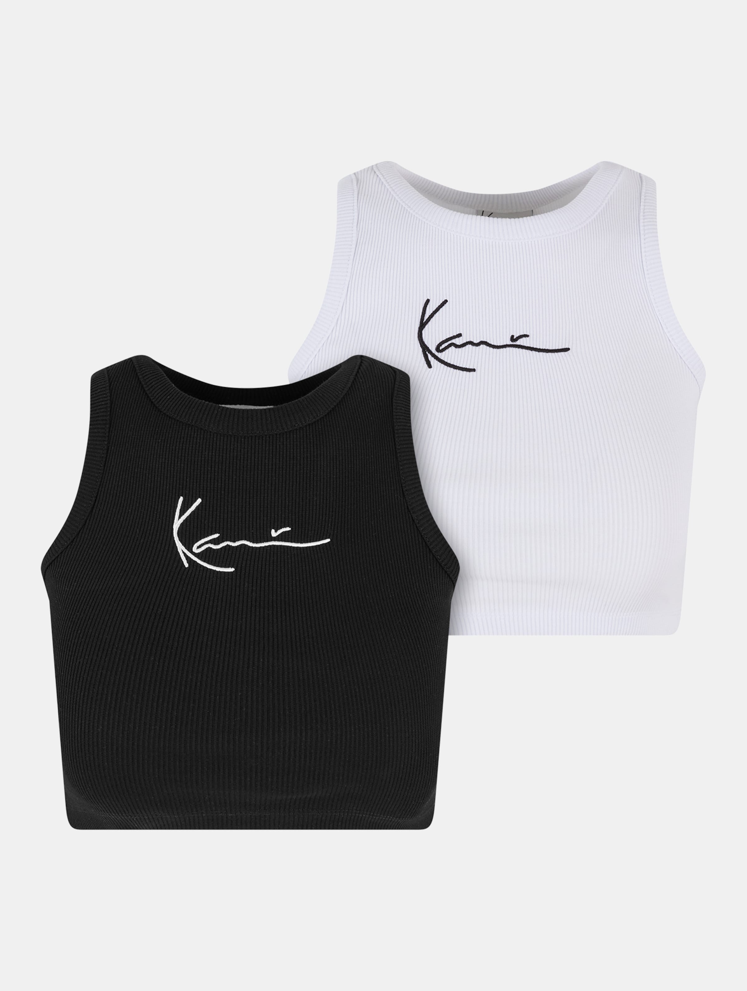 Karl Kani Small Signature 2 Pack Essential Racer Rib Tops op kleur zwart, Maat M