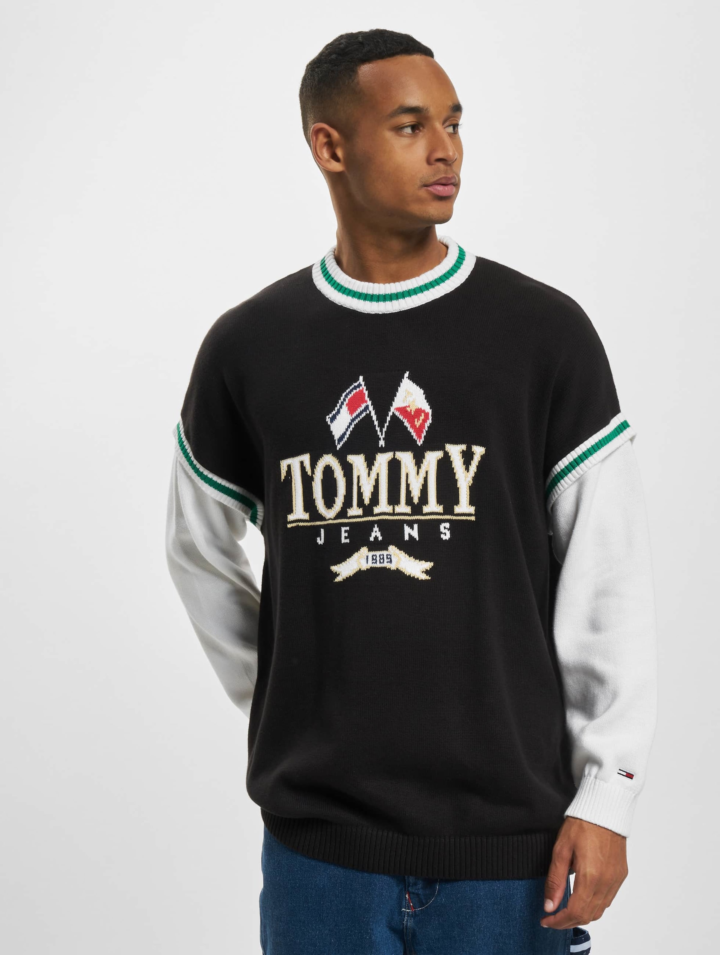 Tommy Jeans Skater Modern Prep 2 In 1 Pullover Mannen op kleur zwart, Maat XL