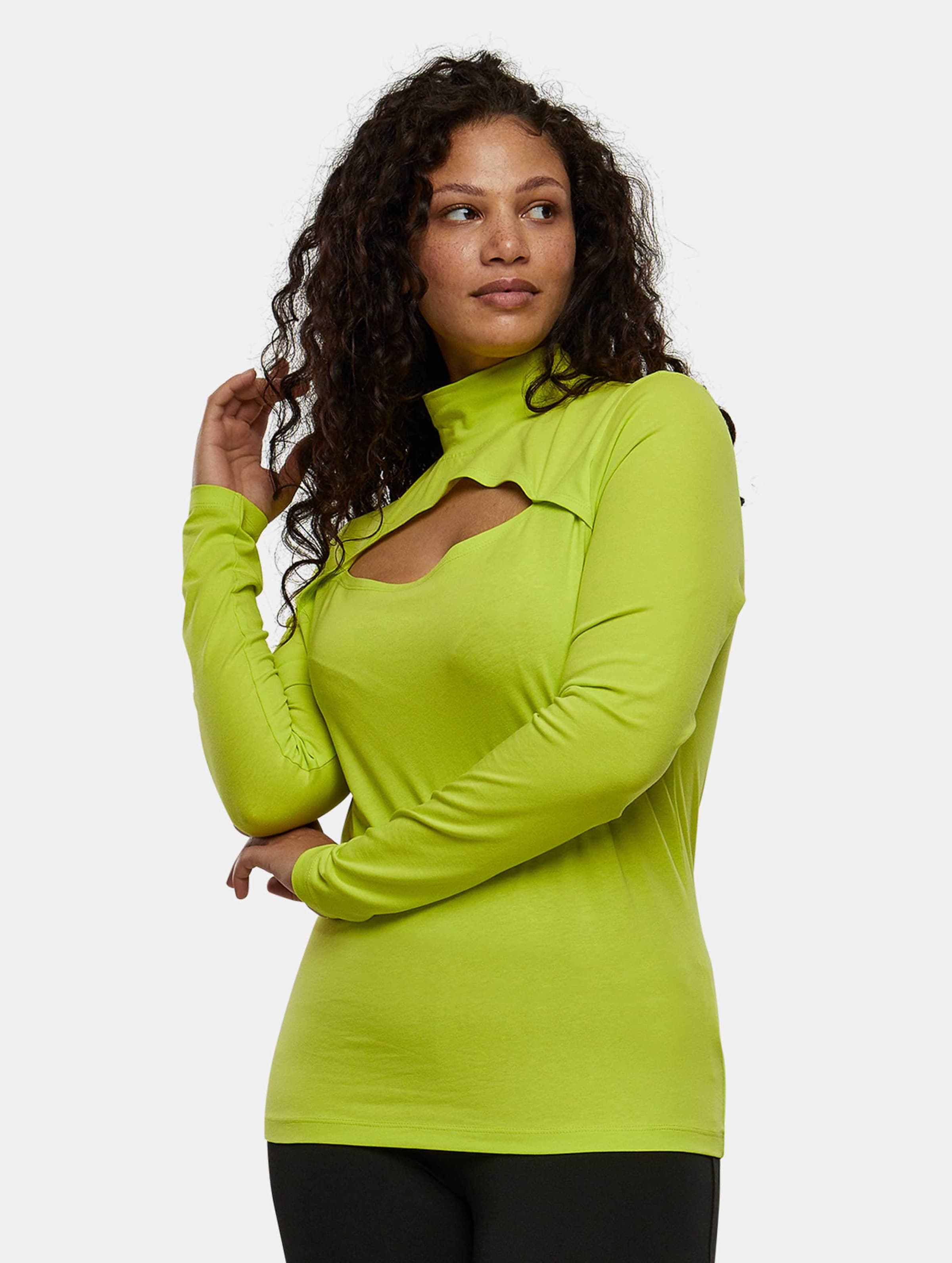 Urban Classics Ladies Cut-Out Turtleneck Longsleeve Vrouwen op kleur groen, Maat XL