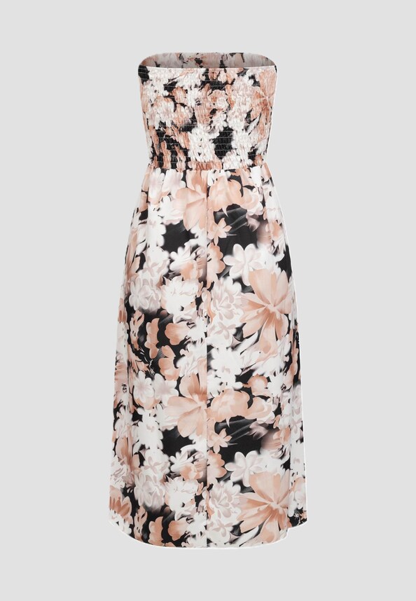 Bandeau Kleid in Wrap Look und AOP Blumen Print-3
