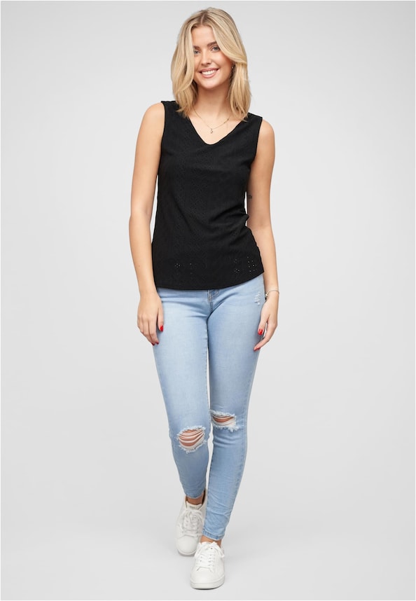 Top mit Lochmuster und hinten offen in Wickeloptik-4