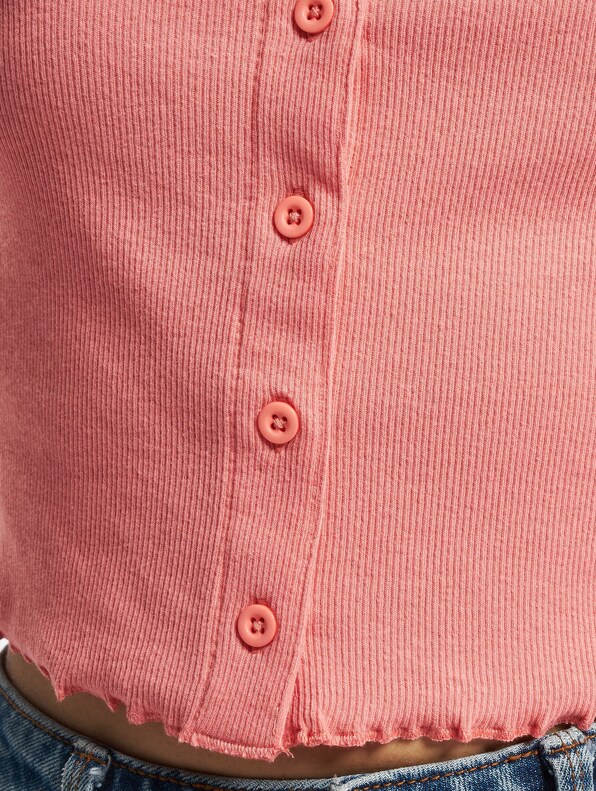 Ladies Cropped Button Up Rib-3