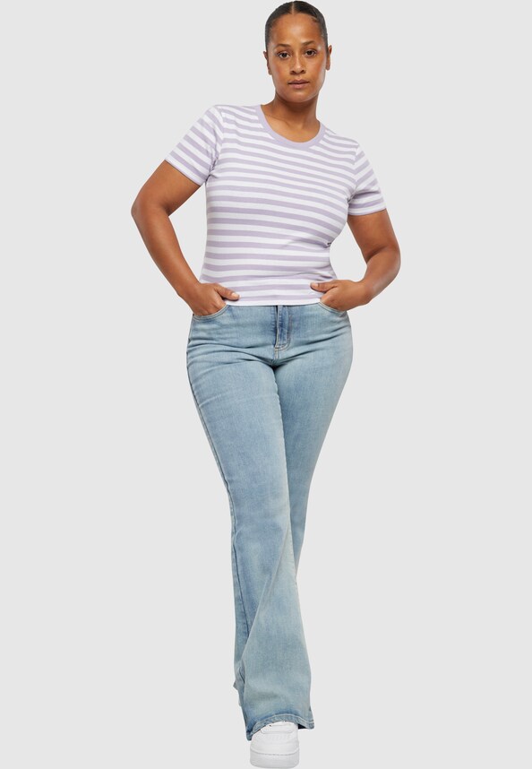 Ladies Short Striped Tee-11