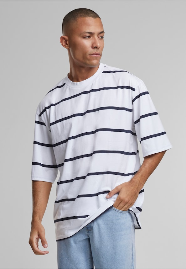 Oversized Sleeve Modern Stripe Tee-0