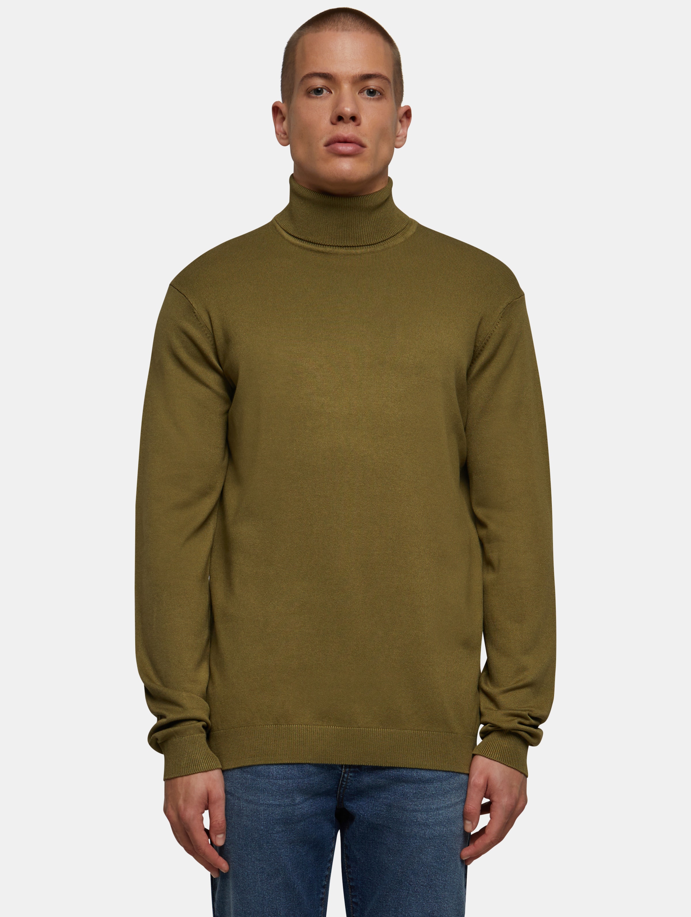 Urban Classics - Knitted Turtleneck Sweater - S - Olijfgroen