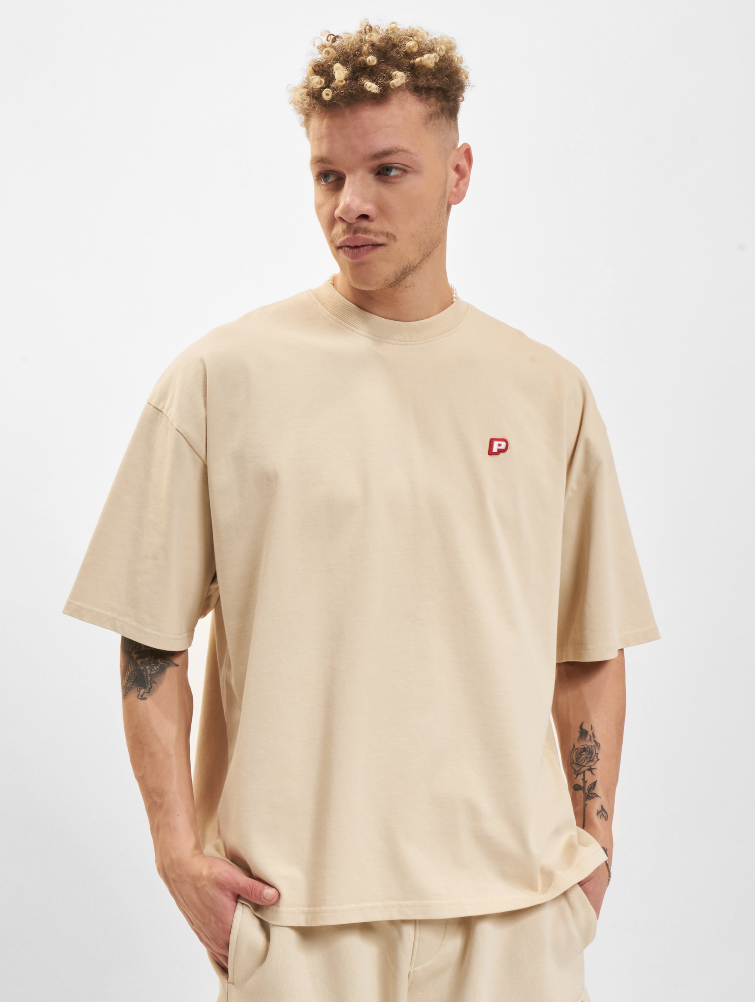 PEGADOR Leono Boxy T-Shirts Mannen op kleur beige, Maat L