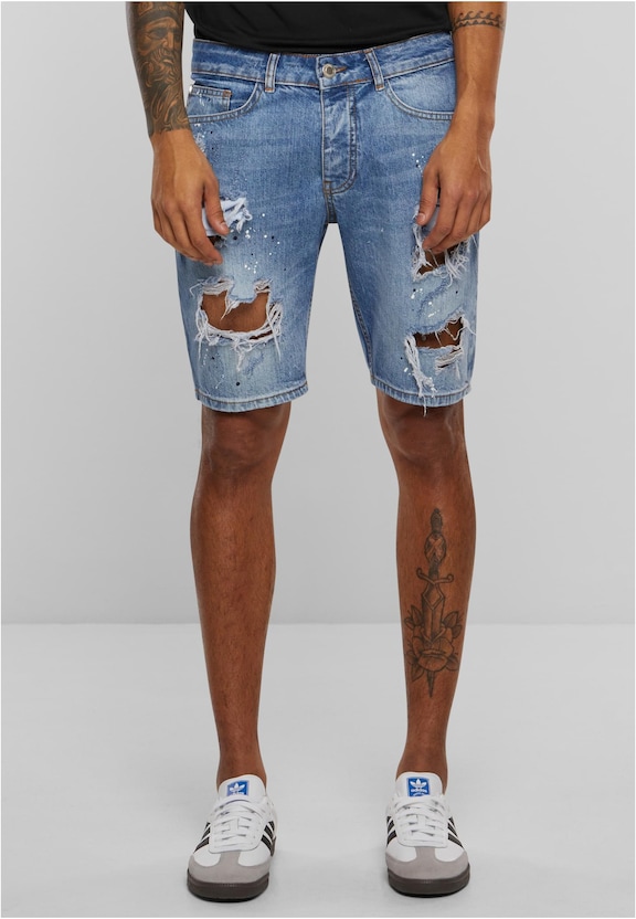 2Y Destroyed Denim Shorts-0