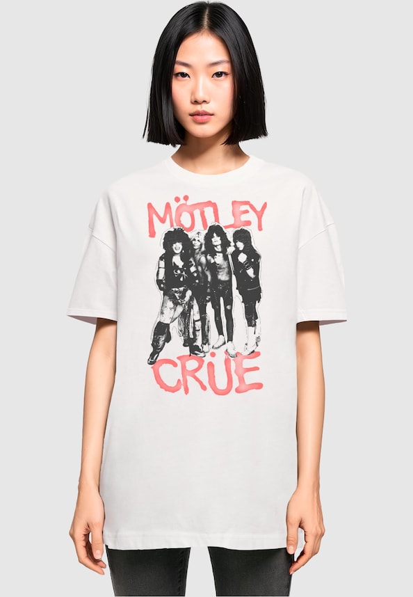 Ladies Motley Crue - Spray Paint Photo Oversized Boyfriend Tee-0