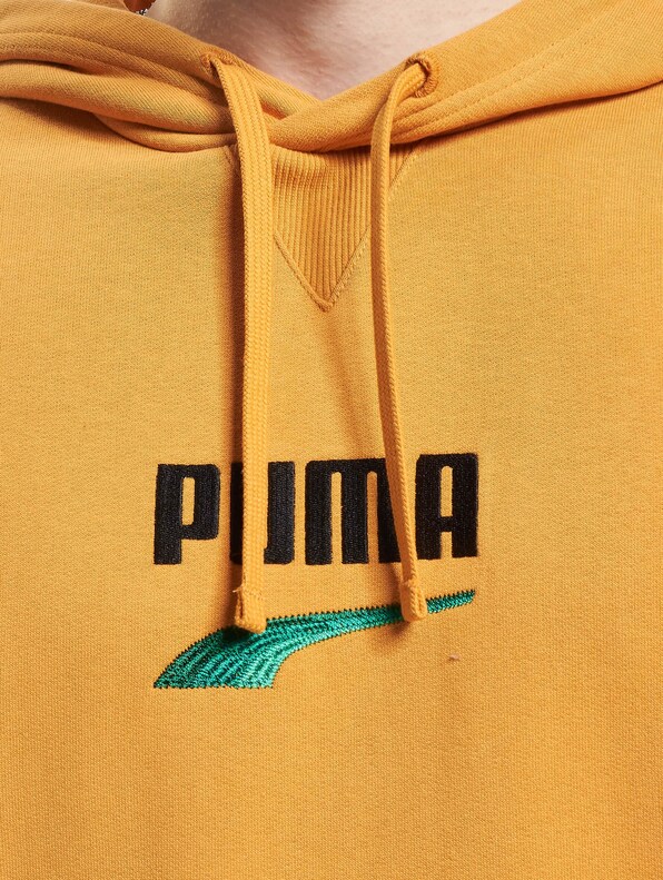 PUMA Downtown color block logo hoodie in beige