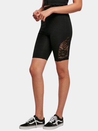 Ladies High Waist Lace Inset Cycle Shorts