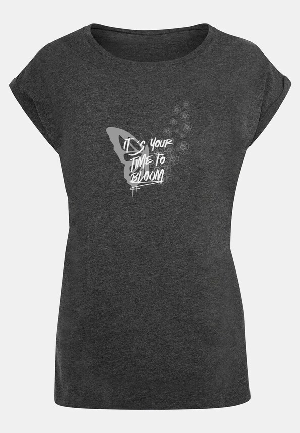Ladies Its Your Time To Bloom Extended Shoulder Tee-4