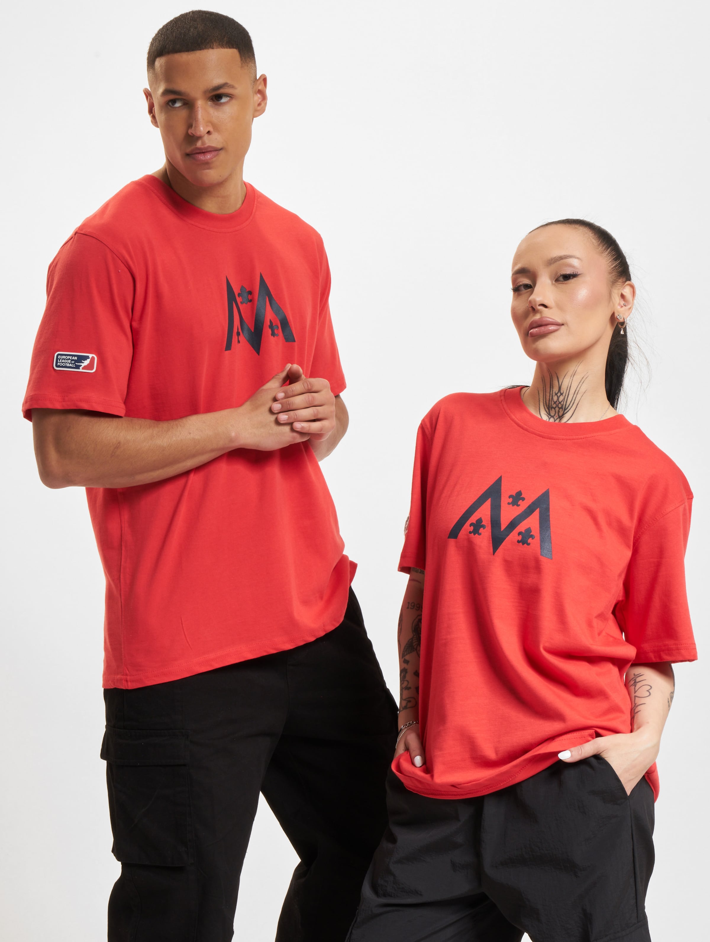 European League Of Football ELF Paris Musketeers 2 T-Shirts Unisex op kleur rood, Maat XL